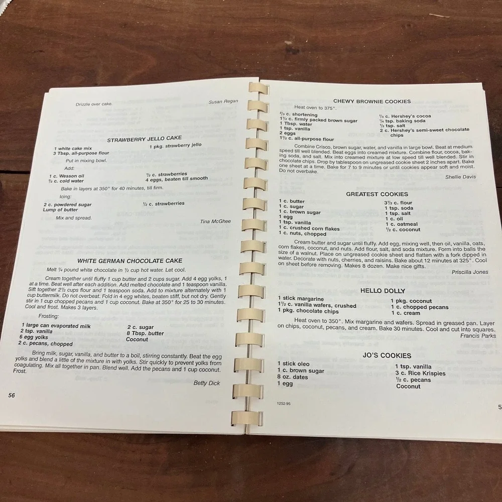 Cookbook The Best of Yesterday and Today Sperry Oklahoma UPC 1995 Spiral Bound
